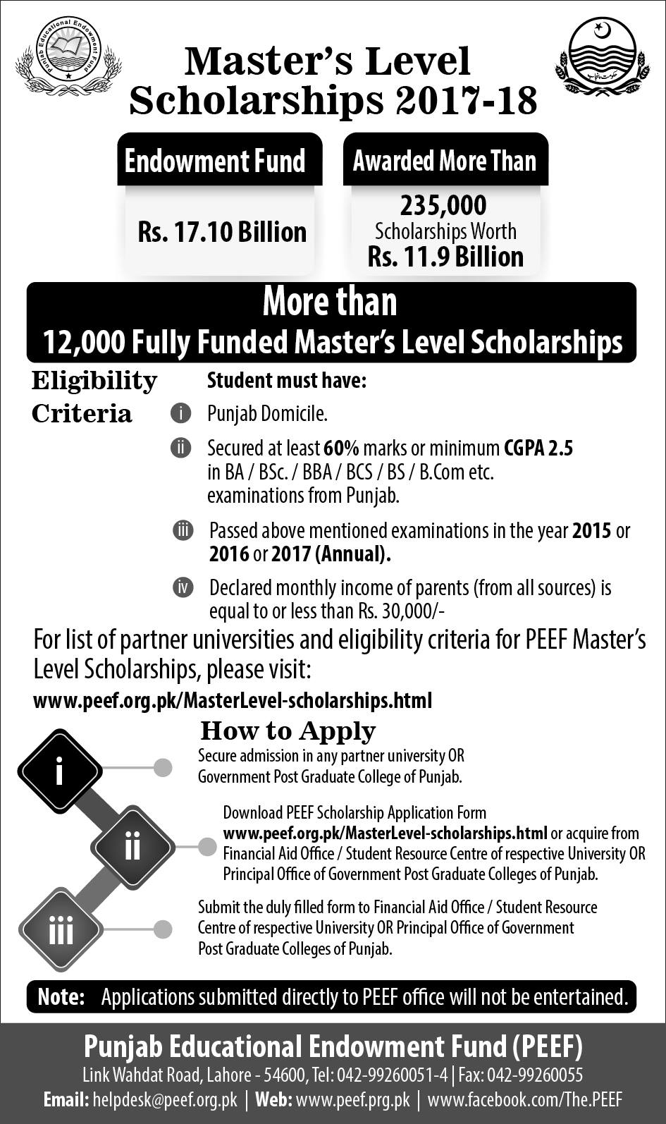 Peef Master Level Scholarship